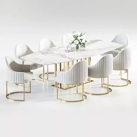 White Velvet Dining Table